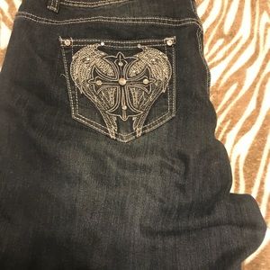 Avenue Boot Cut Jeans with Cross Detail